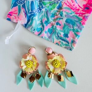 Lilly Pulitzer Yellow and Pink Floral Earrings